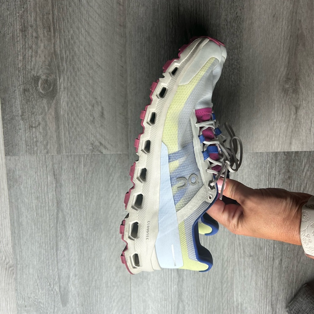 On Running Women's Athletic Shoes - White, Pink, Blue - Picture 4 of 4